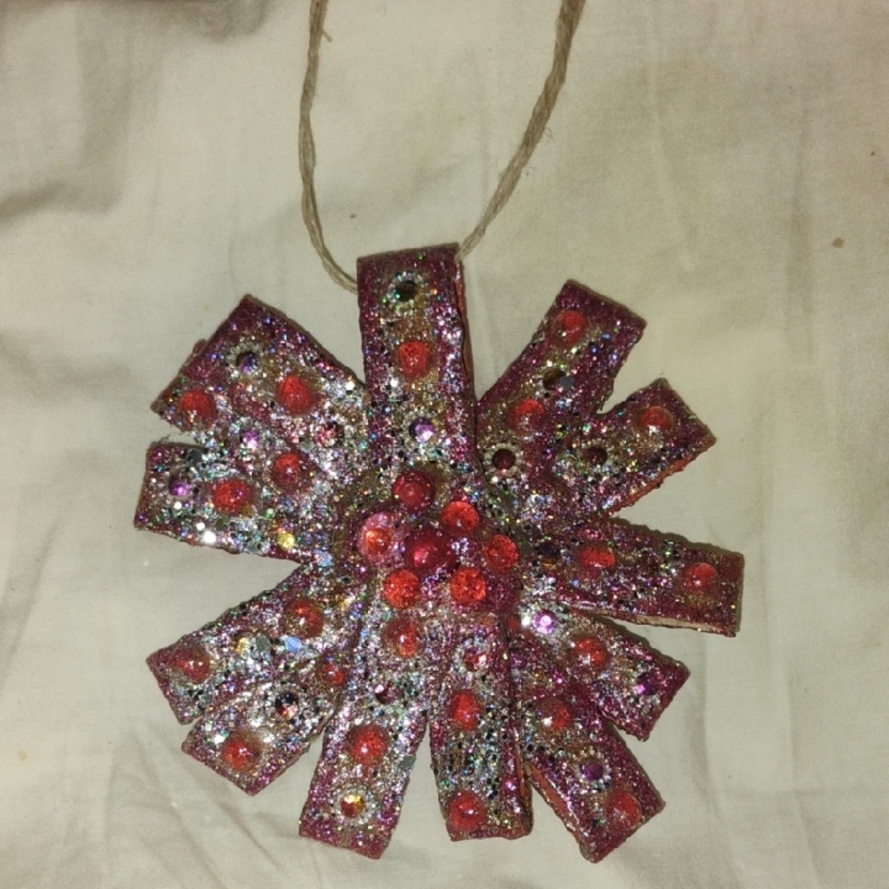 Glittery Pink and Red Star Ornament